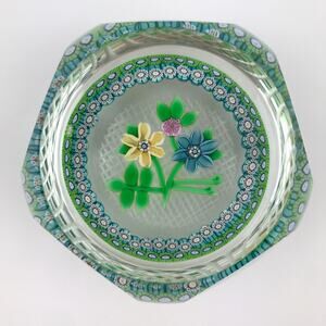 Perthshire 1983E Bouquet Lampwork Flowers Millefiori Faceted Paperweight Cert